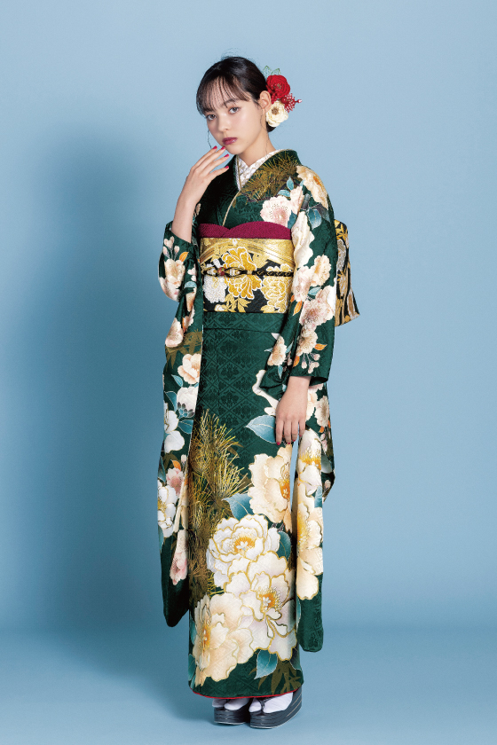 【振袖】緑色 品番：SA05