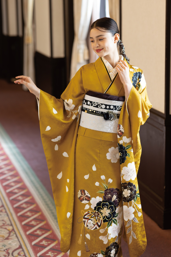 【振袖】黄色 品番:K111