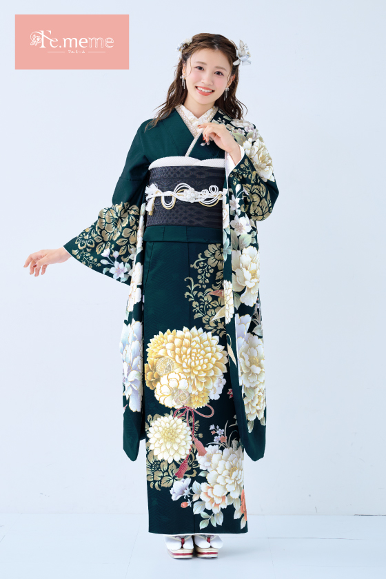 【ブランド振袖】Fe.meme 緑色 品番：Fe-5706