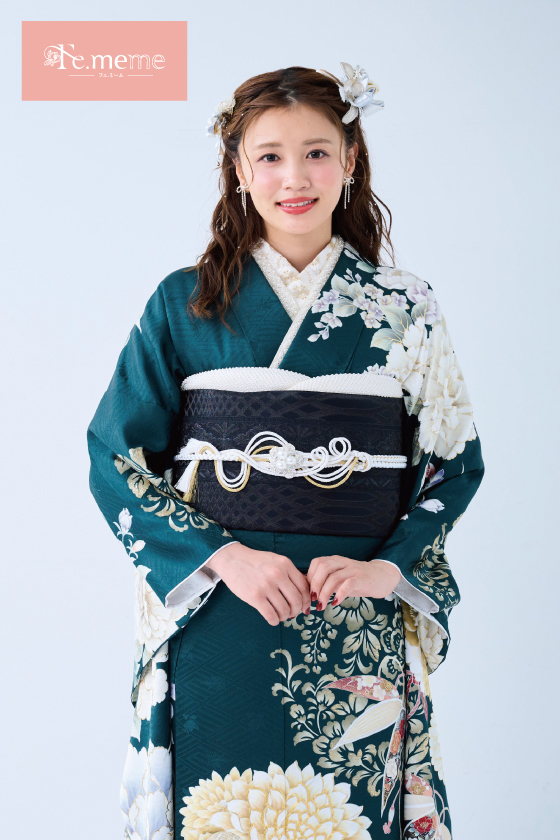 【ブランド振袖】Fe.meme 緑色 品番：Fe-5706