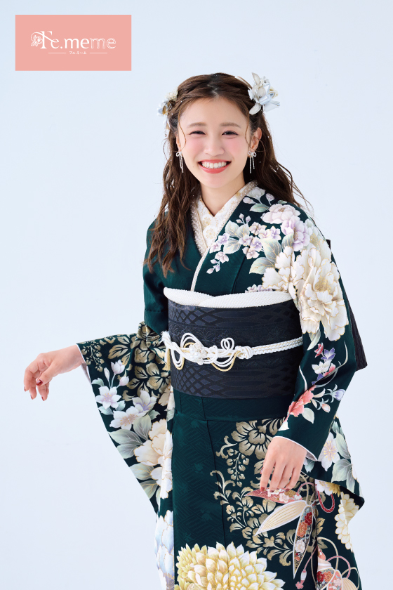 【ブランド振袖】Fe.meme 緑色 品番：Fe-5706