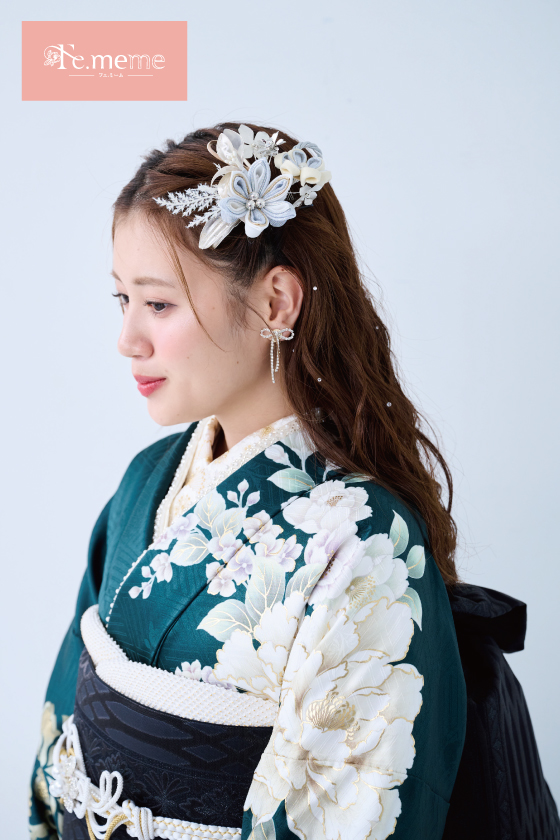 【ブランド振袖】Fe.meme 緑色 品番：Fe-5706