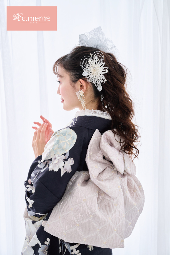 【ブランド振袖】Fe.meme 紺色 品番:Fe-5707