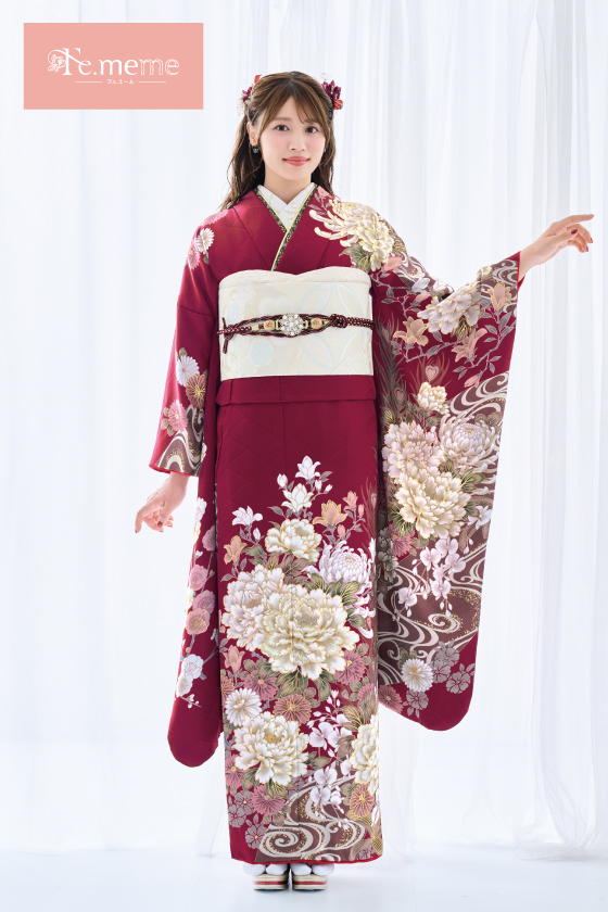 【ブランド振袖】Fe.meme 赤色 品番：Fe-5709