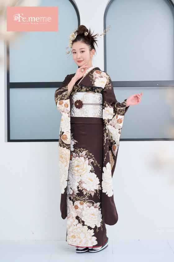 【ブランド振袖】Fe.meme 茶色 品番：Fe-5714