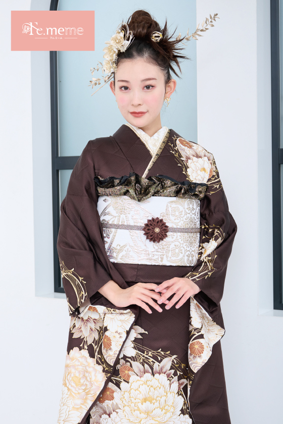 【ブランド振袖】Fe.meme 茶色 品番：Fe-5714