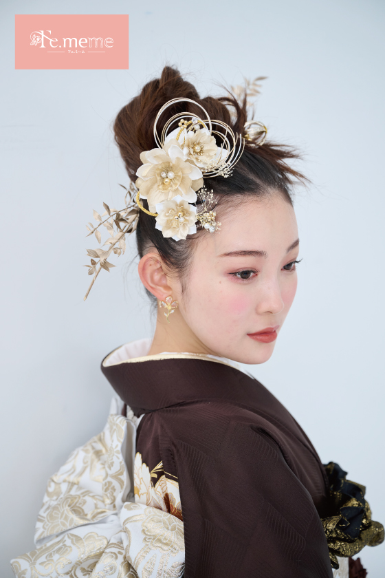 【ブランド振袖】Fe.meme 茶色 品番：Fe-5714