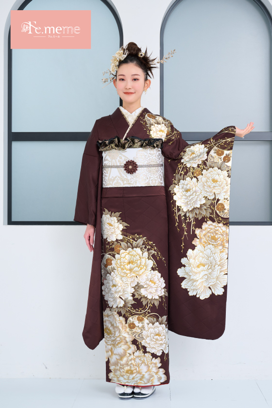 【ブランド振袖】Fe.meme 茶色 品番:Fe-5714