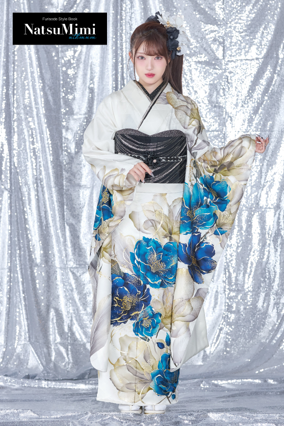 【ブランド振袖】NatsuMimi 白色 品番：NAT-209