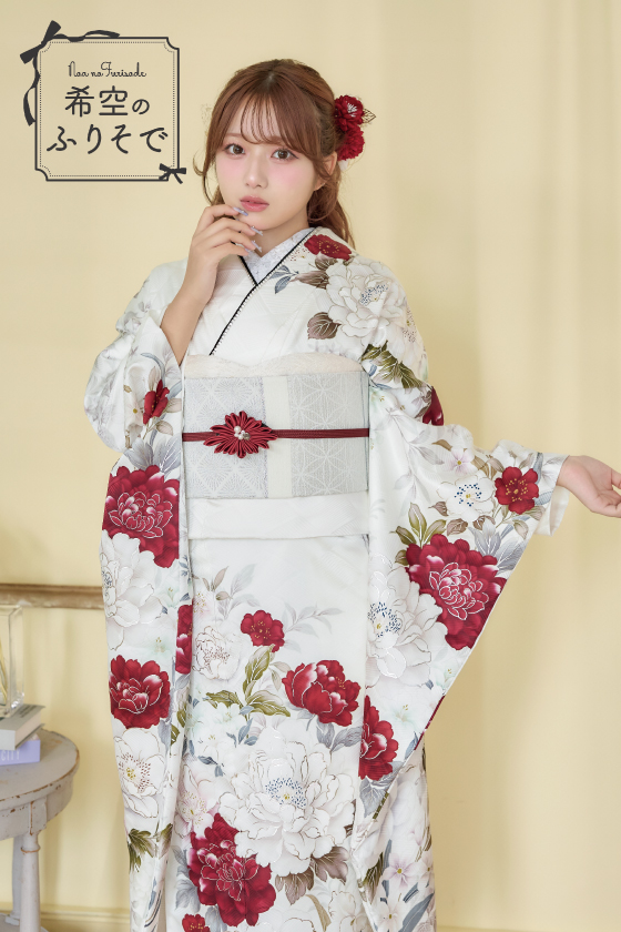 【ブランド振袖】希空のふりそで 白色 品番:NOA-006