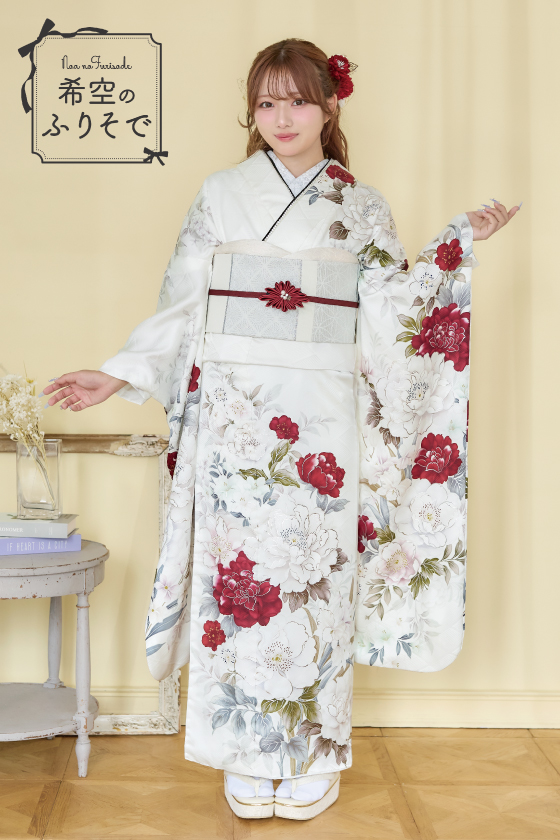 【ブランド振袖】希空のふりそで 白色 品番：NOA-006