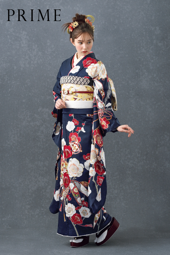 【ブランド振袖】PRIME 紺色 品番：PR-28