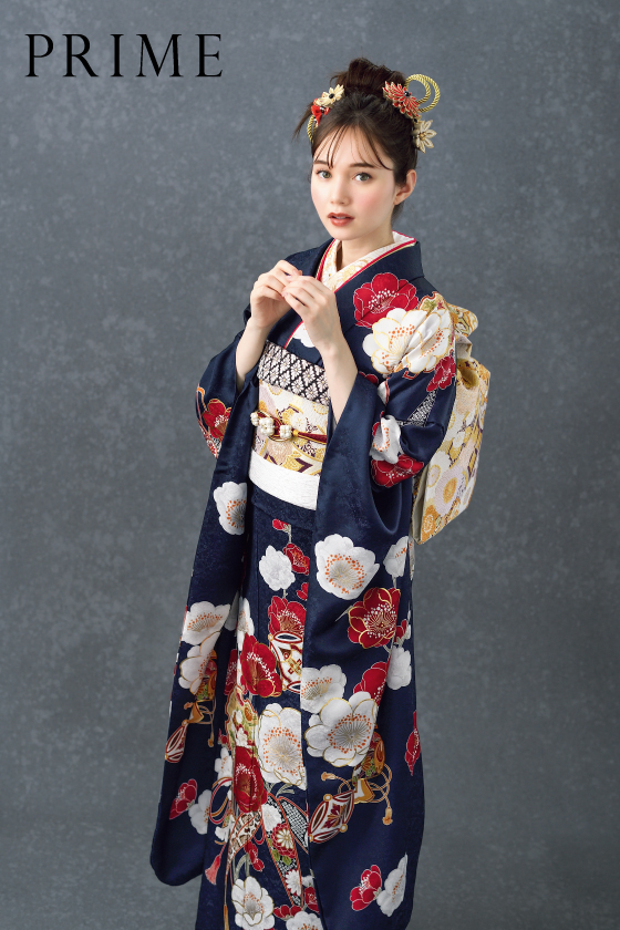 【ブランド振袖】PRIME 紺色 品番：PR-28
