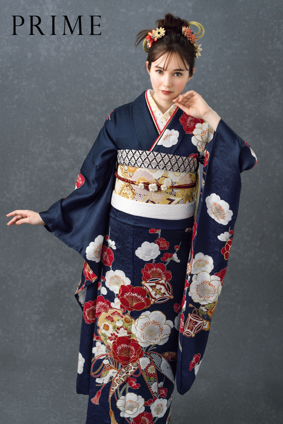 【ブランド振袖】PRIME 紺色 品番：PR-28
