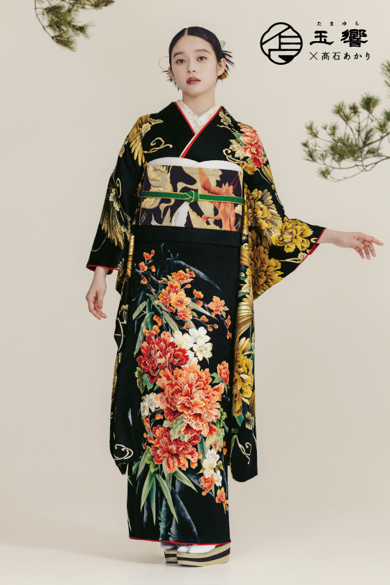 【ブランド振袖】玉響✖髙石あかり 黒色 品番：TA-807